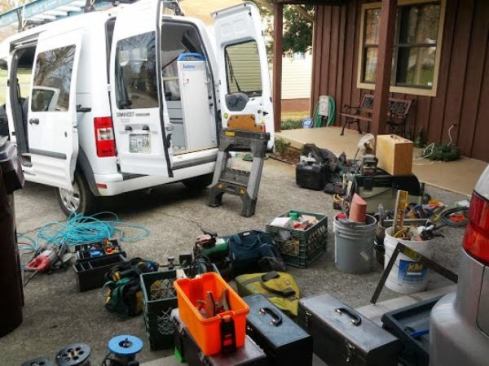 Try to be modular. Milk crates slide in next to each other nicely. Festool Systainers stack. Having some dimensional standards for your storage makes it more space-efficient and also more adaptive. You can't be a one-stop construction shop in a Transit. Everything needs to earn its place. Every month or two, I find an opportunity to completely unload my van, assess what I'm using and not using, and reorganize. The demands of the job are always changing so it's worth spending the time to keep your setup in top form and get rid of dead weight.