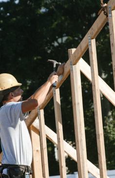 The gable truss is nailed to these braces as soon as it’s set.