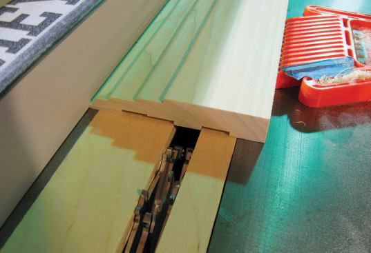 I used a dado head in the table saw to relieve the back of the casing.