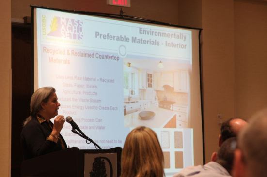 Nicole Goldman of G Green Design Center speaks to the group about applying Green principles when spec-ing building materials.