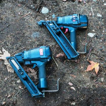 Along with all our framing and siding guns, we also carry 
two metal connector nailers. We have used multiple brands but the Senco Joist Pro 150XP and Joist Pro 250XP are our favorites. We hang a lot of hardware per house and these guns save time. Besides their good performance, we also appreciate the large swivel belt hooks that come standard on these tools.