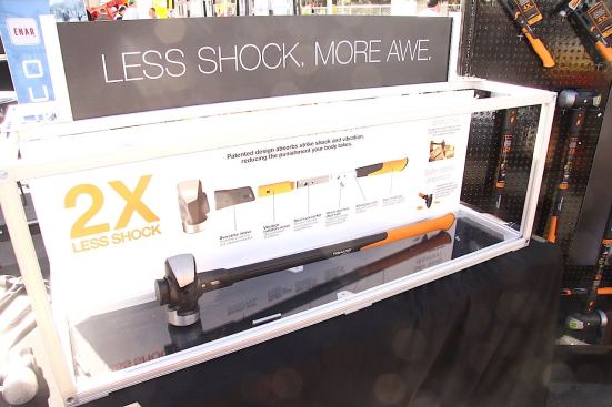 Fiskars’ IsoCore technology was also being demonstrated in their newly released maul-like sledge hammer. The wedged demolition face is designed to spray debris like concrete outward when struck. Like their new hammers, an internal insulation sleeve is designed to absorb shock. An 8lb. sledge goes for $65.