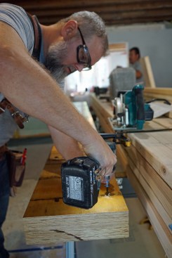 Undermount beam. The author joins the two LVLs with structural screws