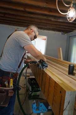 Undermount beam. To ensure bearing on both plies, the author planes the top edge of the assembled beam.