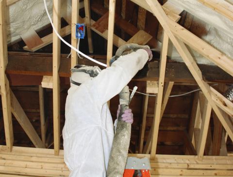 Another view of the spray foam application to the underside of the home’s roof.