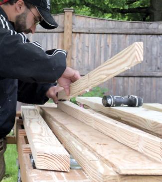 Sides: Gluing together side piece.