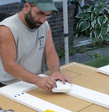 The author used pocket screws and cement to assemble the frames of the cellular PVC pedestals.