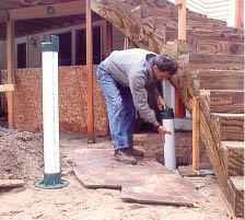 Figure 16. Support the stringers with posts placed on footings.