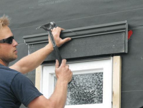 I fasten the head trim with 3 1/4-inch double-dipped galvanized casing nails.
