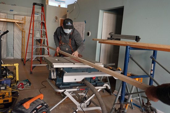 Once the demo crew had cleared the site, the author set up shop and began ripping leveling strips.