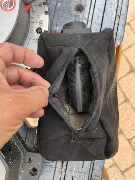 The dust bag is a decent size and not easily clogged at all. This unique interior chute is cool.