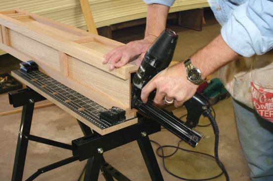 The panel is bedded in construction adhesive and pinned from the ends.