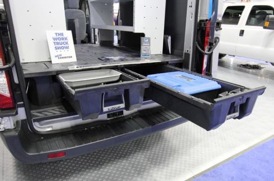 The Decked Truck Bed Storage System has been available for several years; now there’s a model for vans. It’s made from the same tough HDPE and is able to support 2,000 pounds on top and 200 pounds per drawer. The 12-inch-tall unit is available in multiple lengths and can be attached to the vehicle without drilling; it fits all major brands of cargo vans and full-size pickups. New this year is the Decked D-Box, a $49 tool box sized to fit exactly three to a drawer. The Decked system is made in Toledo, Ohio.