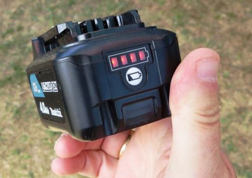 The new 12-volt max batteries will be available in two sizes, 2.0 Ah and 4.0 Ah. Unlike earlier Makita batteries, these will have the fuel gauges built into them instead of the tool. This is 4.0 Ah pack. Available: November 2015. COO: China (with cells from Singapore).