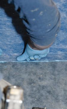 Sealant squeezed out of the membrane joint