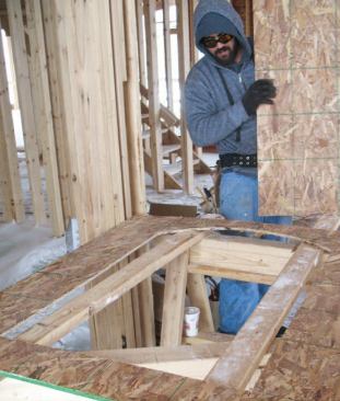 Front Wall: Openings were cut out with a circular saw.