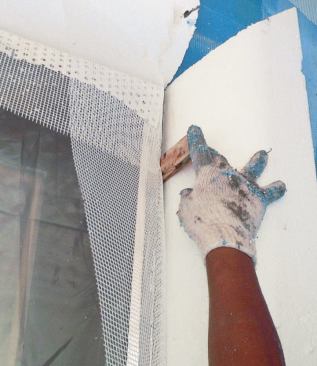 The author fabricates trim details like these bullnose returns with a hot wire cutter.