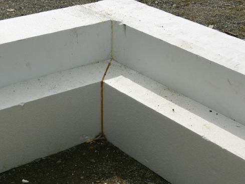 The crew assembled the insulated forms on site using PUR Stick adhesive.