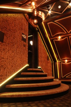 The stair parts were assembled in a few hours on site, and the completed stairs were wrapped in carpet 