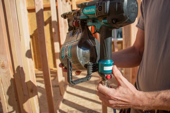 A built-in blow gun is nice for clearing dust off the work.