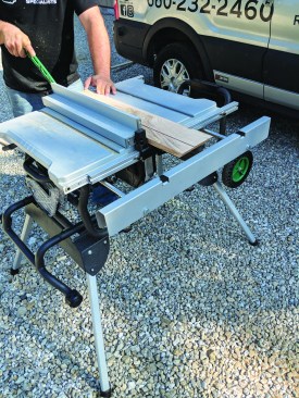 At 5,000 rpm, the saw can handle the hardwood and plywood the author works with, and he gives the outfeed support bar high marks.