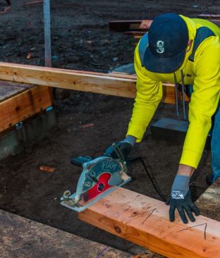 For deeper cuts we have a 10 1/4-inch 
Big Foot Saw head mounted on a Bosch body. We also have the larger 14-inch Big Foot but we rarely use it. One good trick we’ve found with these saws is that spraying a friction-reducing dry coating on the blade makes deep cutting much easier. We use 
Dri-Cote.