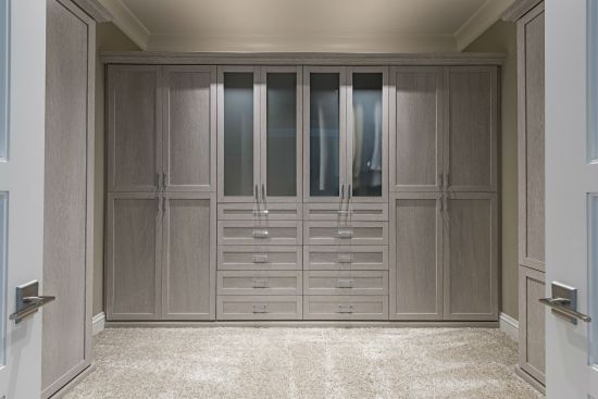 More than just a walk closet, this sophisticated custom wardrobe design by 41 West takes storage to the next level.