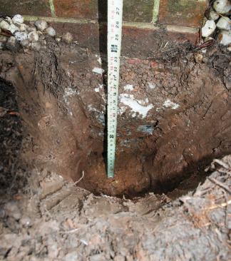 The footing was barely 24 inches below grade.