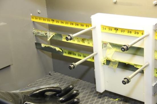 Here’s what the tapes look after sandblasting. It took less than 5 seconds to blast the numbers off the lower two tapes. The tape at the top is Milwaukee’s. It has been sandblasted for about 30 seconds and yet it’s still in good shape.