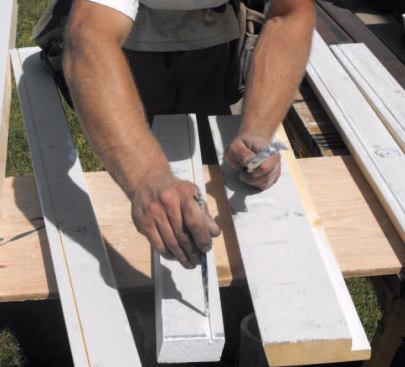 Once we have the windows on site, we measure and cut all the trim packages, then carefully treat all the raw wood surfaces with a good exterior primer.
