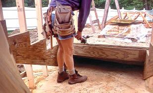 Figure 14. Laminate the risers from two layers of plywood to create a notch that will support the front of the structural tread.