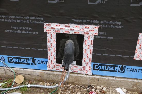 I like Quickflash boots for my penetrations. Here's an AC line set. I used the tape that works with Delta Vent SA called Multi Band.