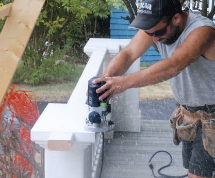 The PVC pedestal caps were profiled to match the rails.