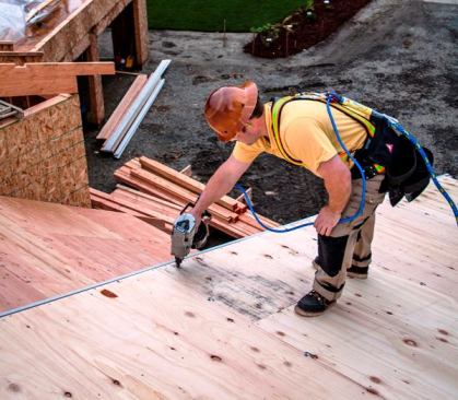 When we have a lot of nailing to do and we have to wear a harness, we grab the Max X Line from the shop and use it as a lifeline and air hose for the nail gun. The 
Max X Line eliminates one trip hazard by combining the hose and lifeline.