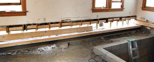 Emplacement of the steel beam
