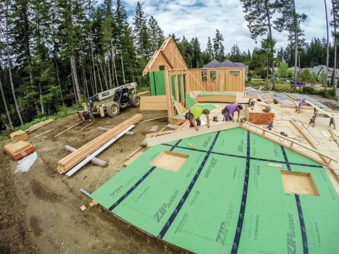 We frame out a closed gable soffit using 2x6s with cripples every 4 feet on-center. We do all the cutting in place, sizing the overhangs to fit LP SmartSide Soffit, which comes in 12-, 16- and 24-inch–wide panels. To accommodate expansion, we frame the overhang 1/4 inch wider than the soffit material.