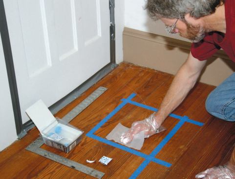 Swabbing a representative floor sample and sending it to a testing service (most can get you the results within 24 hours) is the way to know for sure that you’ve cleaned up all the lead.