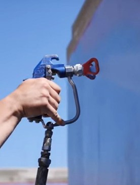 Brian Long likes to spray a liquid applied membrane on the wall.