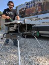 On-board storage for the kickback pawls, push stick, auxiliary fence, and miter gauge is excellent underneath the saw.