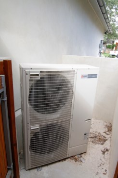 Here’s my 3 Ton City Multi Mitsubishi compressor tied to two indoor units. This unit is SUPER quiet and crazy efficient!