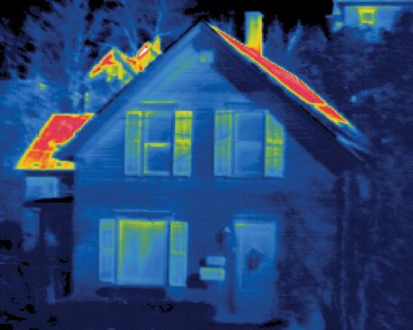 Sometimes it's the structure that's confusing, not the image. This late-1800s house features solid, log-cabin-like walls of stacked and spiked dimension lumber. In the absence of framing or insulation, differences in surface radiance are few and far between.