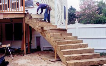 Figure 17. Once the frame is removed and the stringers supported, finish installing the last treads and risers.