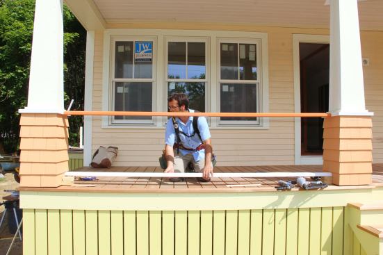 Pollard test-fits the bottom rail.