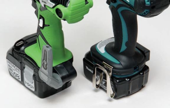 Belt hooks. Only the Festool, Hitachi (left), and Makita (right) come with belt hooks; DeWalt and Milwaukee sell them separately.