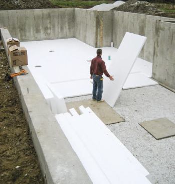 Achieving low heating loads starts with good insulation: Two layers of 2-inch EPS provide a nominal R-26 below the slab.
