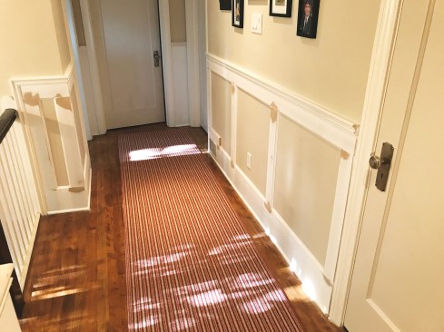 In this example the material applied to the wall for the stiles and rails has a profiled edge on both sides.