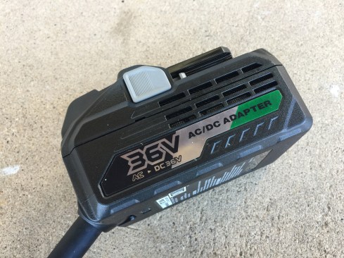 The transformer is basically a corded battery shell and fits the battery slot easily.