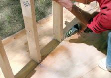 Figure 6. Toe-screw straight, wane-free studs to the base at the riser locations. Each stud should be behind its riser line.