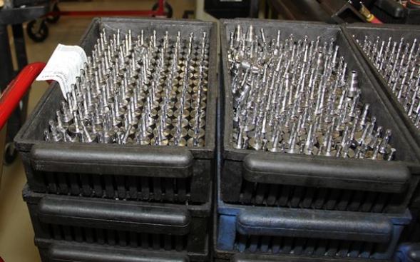 Here is a batch of conduit reamers that have yet to receive their black oxide coating and replaceable blade.