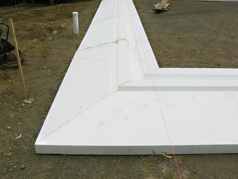 The crew assembled the insulated forms on site using PUR Stick adhesive.